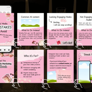 Instagram Growth Pack – 100 Pink Aesthetic Carousel Template