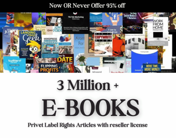3 Million+ eBooks with Reseller Rights + 3 Million PLR Articles Bonus